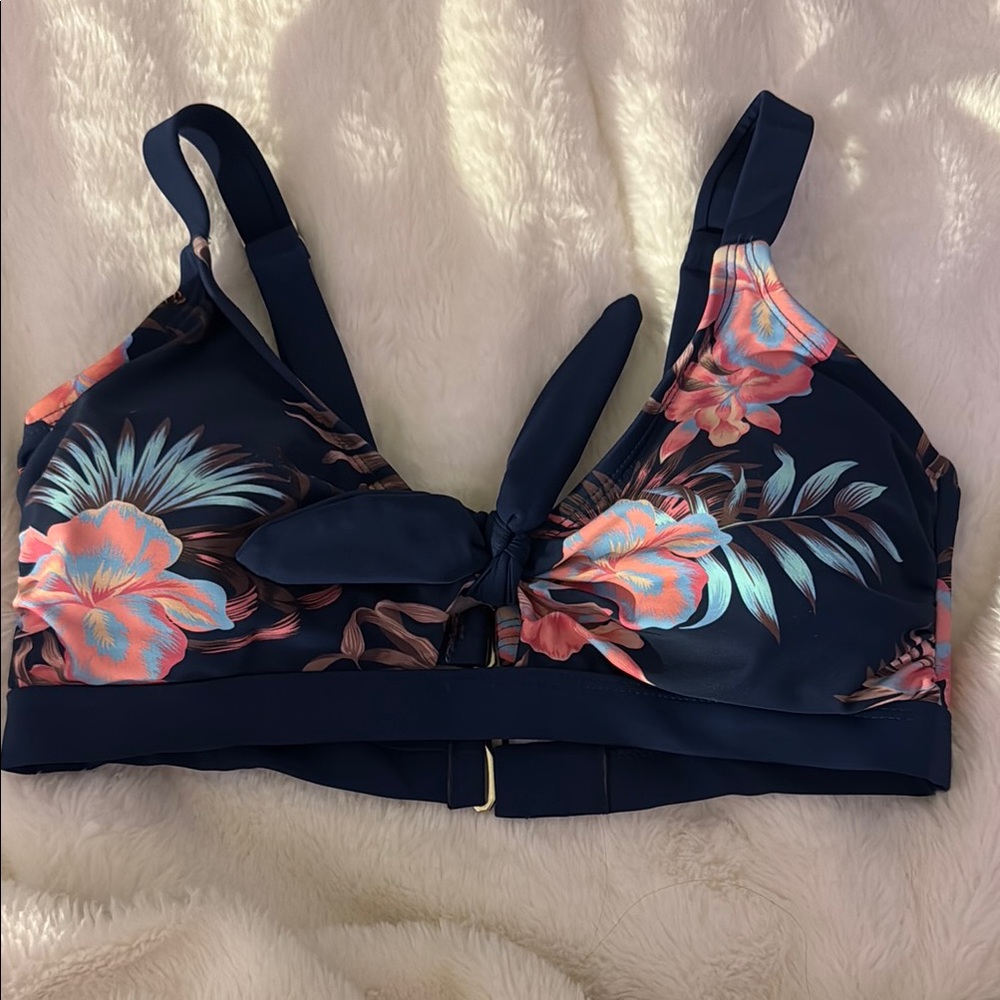 Floral Bikini Top with Tie Front